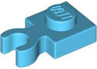 Lego (N) ~ Plate Modified 1 x 1 with Open O Clip Thick (Vertical Grip) ~ [Medium Azure]