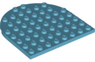 Lego (N) ~ Plate Round 8 x 8 Rounded End ~ [Medium Azure]