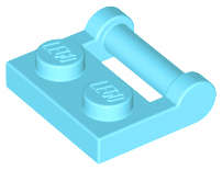 Lego (N) ~ Plate Modified 1 x 2 with Bar Handle on Side - Closed Ends ~ [Medium Azure]