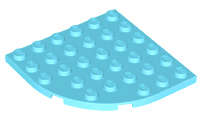 Lego (N) ~ Plate Round Corner 6 x 6 ~ [Medium Azure]