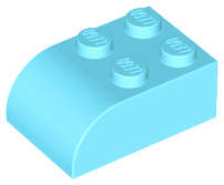 Lego (N) ~ Slope Curved 3 x 2 with 4 Studs ~ [Medium Azure]