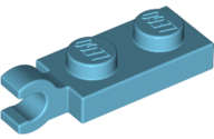 Lego (N) ~ Plate Modified 1 x 2 with Clip on End (Horizontal Grip) ~ [Medium Azure]