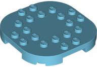 Lego (N) ~ Plate Modified 6 x 6 with Rounded Corners and 4 Feet ~ [Medium Azure]