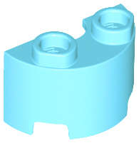 Lego (N) ~ Cylinder Half 1 x 2 x 1 ~ [Medium Azure]