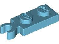 Lego (N) ~ Plate Modified 1 x 2 with Clip on End (Vertical Grip) ~ [Medium Azure]