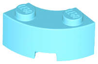 Lego (U) ~ Brick Round Corner 2 x 2 Macaroni with Stud Notch and Reinforced Unders ~ [Medium Azure]