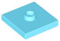 Lego (U) ~ Plate Modified 2 x 2 with Groove and 1 Stud in Center (Jumper) ~ [Medium Azure]