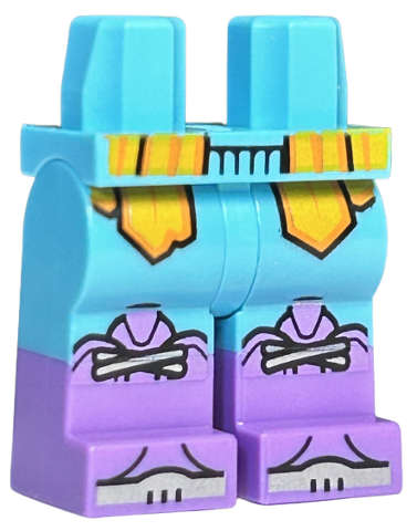 Lego (N) ~ Hips and Legs with Molded Medium Lavender Lower Legs / Boots and Printed ~ [Medium Azure]
