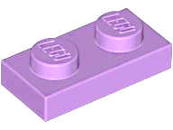 Lego (N) ~ Plate 1 x 2 ~ [Medium Lavender]