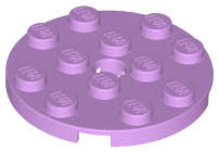 Lego (N) ~ Plate Round 4 x 4 with Hole ~ [Medium Lavender]