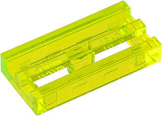 Lego (U) ~ Tile Modified 1 x 2 Grille with Bottom Groove ~ [Trans-Neon Green]