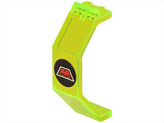 Lego Used - Panel 3 x 2 x 6 with M:Tron Logo Pattern~ [Trans-Neon Green]