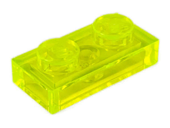 Lego (U) ~ Plate 1 x 2 ~ [Trans-Neon Green]