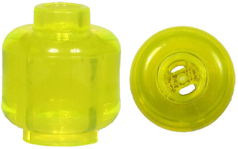 Lego (N) ~ Minifigure Head (Plain) ~ [Trans-Neon Green]