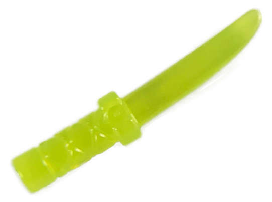 Lego (N) ~ Minifigure Weapon Knife with Flat Hilt End and Curved Blade Cross Ha ~ [Trans-Neon Green]