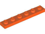 Lego (N) ~ Plate 1 x 6 ~ [Reddish Orange]