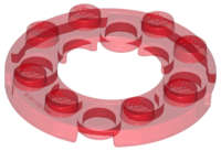 Lego (U) ~ Plate Round 4 x 4 with 2 x 2 Round Open Center ~ [Trans-Red]