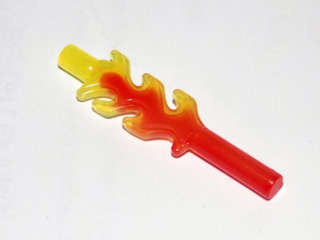 Lego (U) ~ Wave Rounded Straight Bar 4L (Flame) with Marbled Trans-Yellow Pattern ~ [Trans-Red]