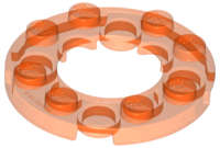 Lego (N) ~ Plate Round 4 x 4 with 2 x 2 Round Open Center ~ [Trans-Neon Orange]
