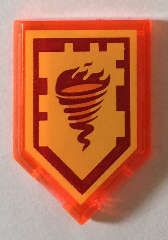 Lego (U) ~ Tile Modified 2 x 3 Pentagonal with Nexo Power Shield Pattern - Fi ~ [Trans-Neon Orange]