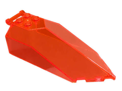 Lego (N) ~ Windscreen 10 x 4 x 2 1/3 Canopy Pointed with Bar Handle ~ [Trans-Neon Orange]