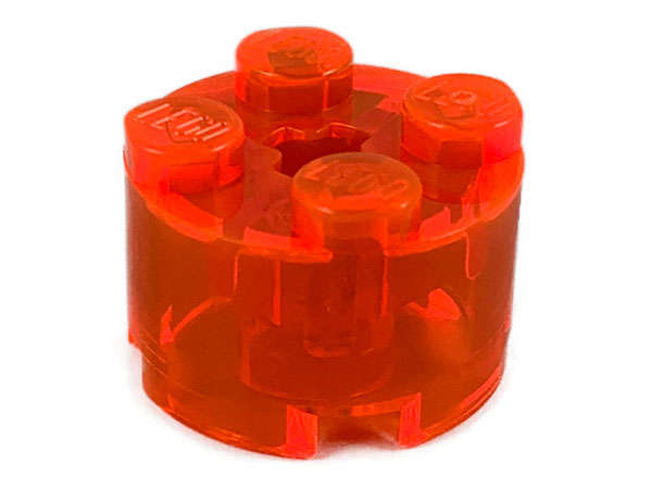 Lego (U) ~ Brick Round 2 x 2 with Axle Hole ~ [Trans-Neon Orange]