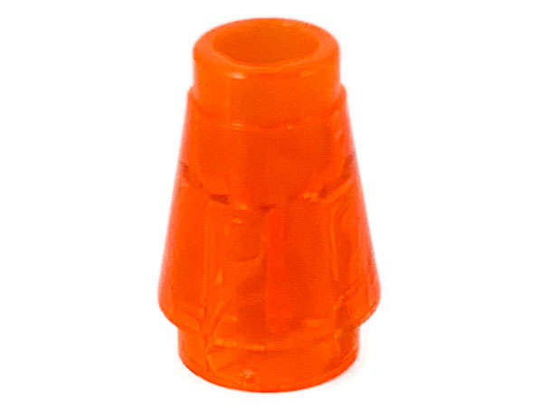 Lego (U) ~ Cone 1 x 1 with Top Groove ~ [Trans-Neon Orange]