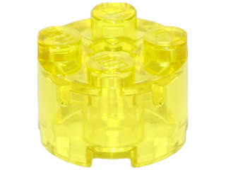 Lego (N) ~ Brick Round 2 x 2 with Axle Hole ~ [Trans-Yellow]