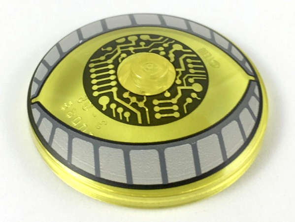 Lego (N) ~ Dish 4 x 4 Inverted (Radar) with Solid Stud with Brother Eye White Eyeli ~ [Trans-Yellow]