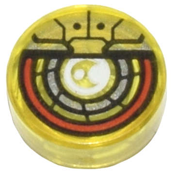 Lego (N) ~ Tile Round 1 x 1 with White Silver Red and Gold Robotic Eye Red Outside  ~ [Trans-Yellow]