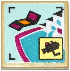 Lego (U) ~ Tile Modified 2 x 2 Inverted with Surveillance Camera Screen Lounge Chair and Po ~ [Tan]