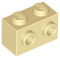 Lego (N) ~ Brick Modified 1 x 2 with Studs on 1 Side ~ [Tan]