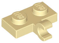 Lego (N) ~ Plate Modified 1 x 2 with Clip on Side (Horizontal Grip) ~ [Tan]