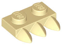 Lego (U) ~ Plate Modified 1 x 2 with 3 Teeth ~ [Tan]
