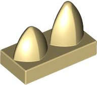 Lego (N) ~ Tile Modified 1 x 2 with 2 Teeth Vertical ~ [Tan]