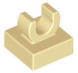 Lego (N) ~ Tile Modified 1 x 1 with Open O Clip ~ [Tan]