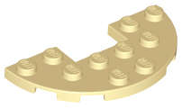 Lego (U) ~ Plate Round Half 3 x 6 with 1 x 2 Cutout ~ [Tan]