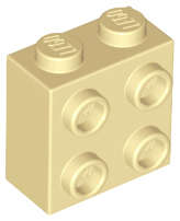 Lego (N) ~ Brick Modified 1 x 2 x 1 2/3 with Studs on Side ~ [Tan]