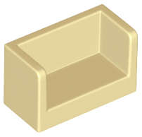 Lego (N) ~ Panel 1 x 2 x 1 with Rounded Corners and 2 Sides ~ [Tan]