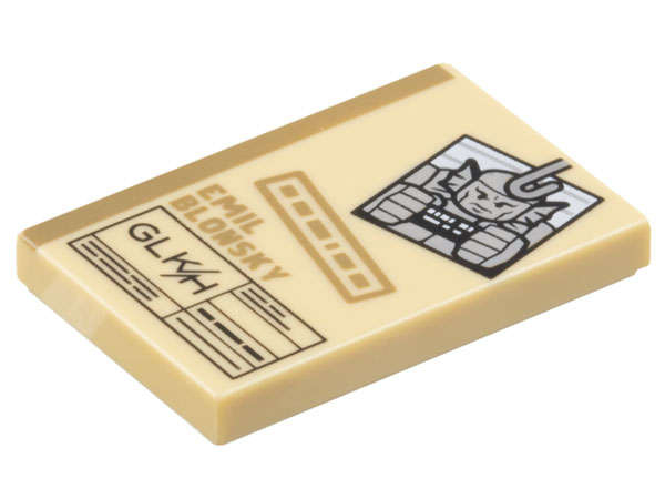 Lego (N) ~ Tile 2 x 3 with Legal File with Dark Tan 'EMIL BLONSKY' Black 'GLK/H' and Minifig ~ [Tan]