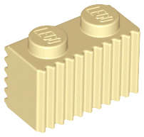 Lego (N) ~ Brick Modified 1 x 2 with Grille / Fluted Profile ~ [Tan]