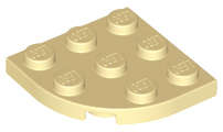 Lego (N) ~ Plate Round Corner 3 x 3 ~ [Tan]