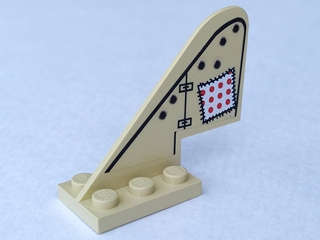 Lego Used - Tail with Rounded Top Black Lines & Patched Cloth Pattern on Both Sides(Sticker~ [Tan]