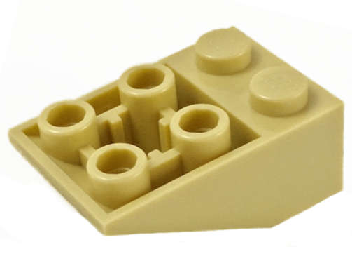 Lego (N) ~ Slope Inverted 33 3 x 2 with Flat Bottom Pin and Connections between Studs ~ [Tan]