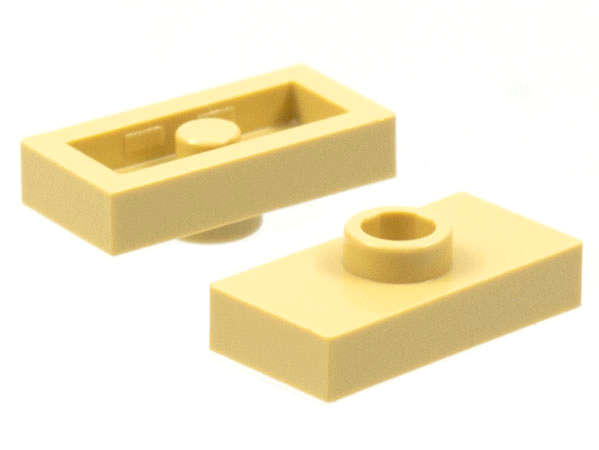 Lego (U) ~ Plate Modified 1 x 2 with 1 Stud without Groove (Jumper) ~ [Tan]