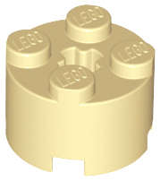 Lego (N) ~ Brick Round 2 x 2 with Axle Hole ~ [Tan]