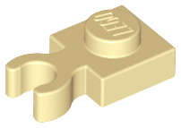 Lego (N) ~ Plate Modified 1 x 1 with Open O Clip Thick (Vertical Grip) ~ [Tan]