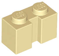 Lego (N) ~ Brick Modified 1 x 2 with Channel ~ [Tan]