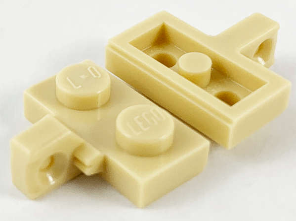 Lego (U) ~ Hinge Plate 1 x 2 Locking with 1 Finger on Side with Bottom Groove ~ [Tan]