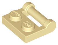 Lego (U) ~ Plate Modified 1 x 2 with Bar Handle on Side - Closed Ends ~ [Tan]